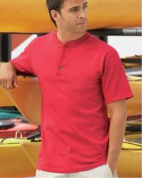 1202 Anvil 100% Cotton Deluxe Super Heavyweight Short Sleeve Henley